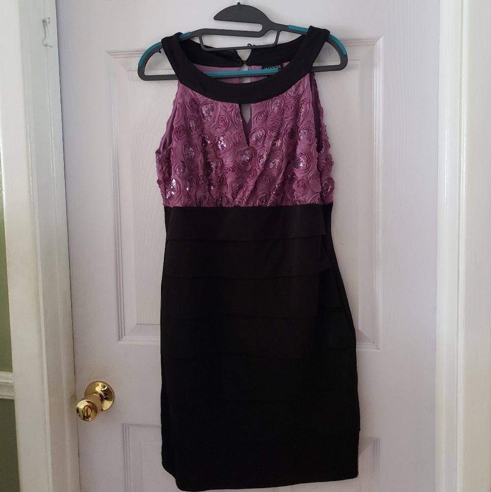 Purple and black cocktail dress